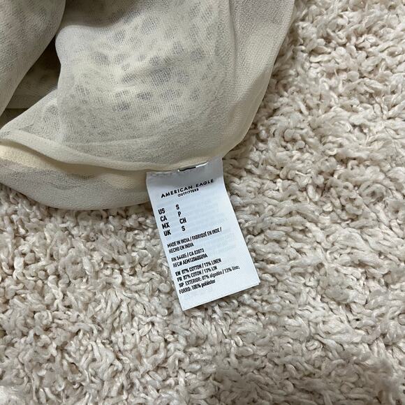 American Eagle Small Cheetah Print Linen Blend Square Neckline A-Line Mini Dress - Picture 7 of 8